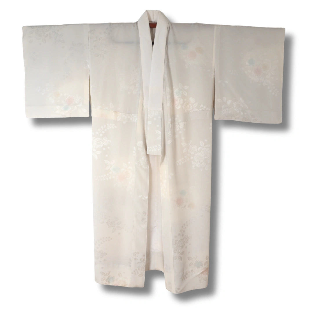 Vintage Damen Juban Creme mit floralen Mustern