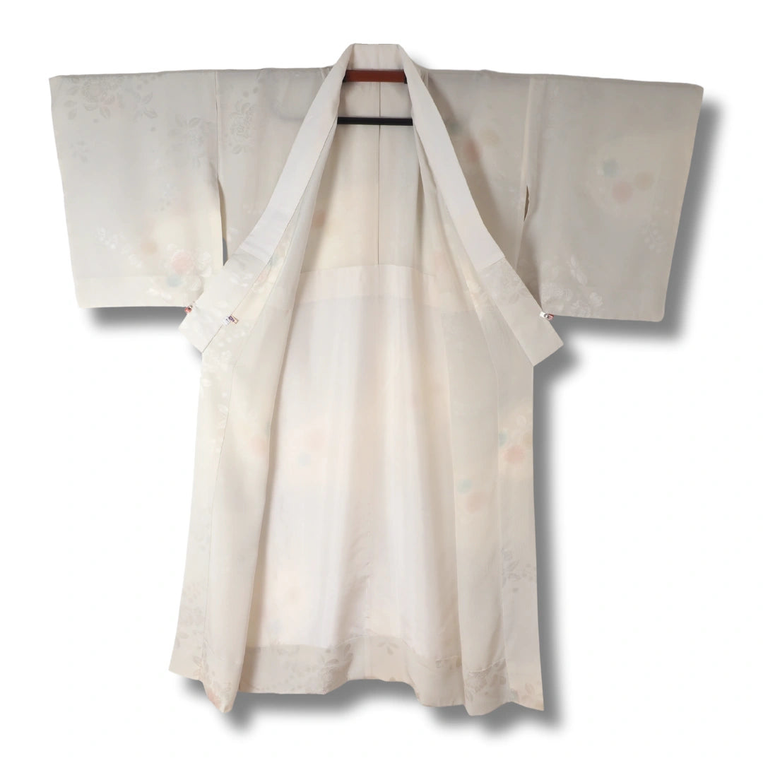 Vintage Damen Juban Creme mit floralen Mustern