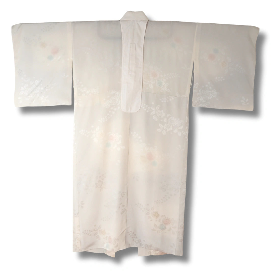 Vintage Damen Juban Creme mit floralen Mustern