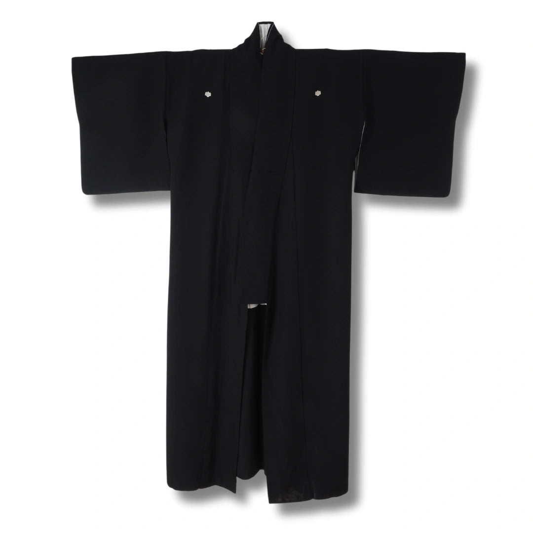 Vintage Mofuku Damen Kimono in Schwarz mit Wappen