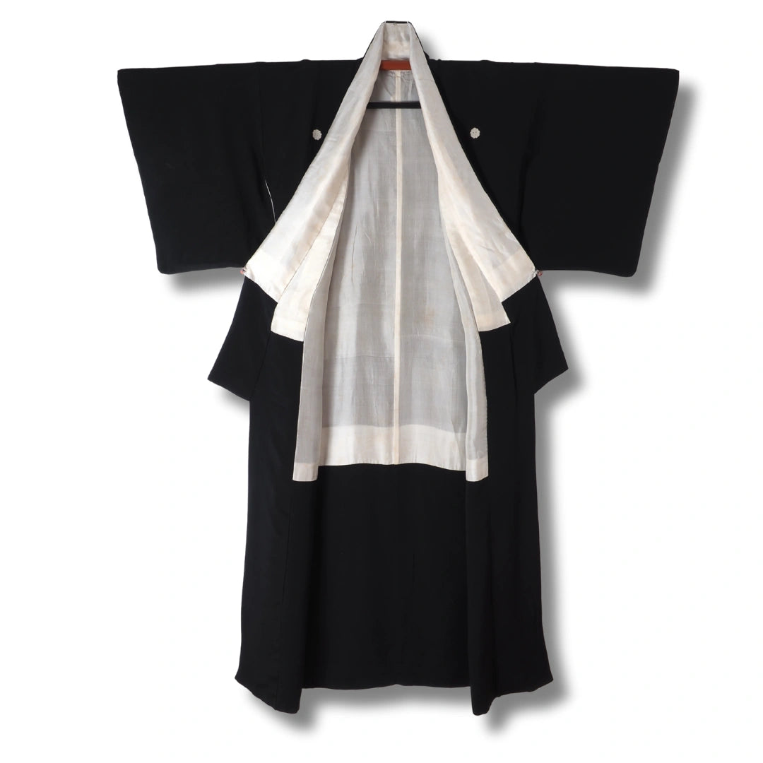 Vintage Damen Mofuku Kimono in Schwarz