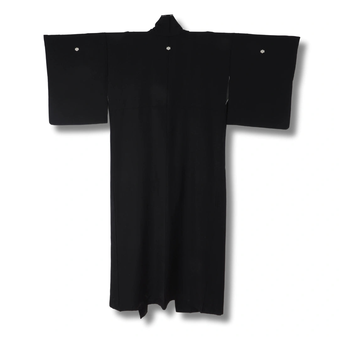 Vintage Mofuku Damen Kimono in Schwarz mit Wappen
