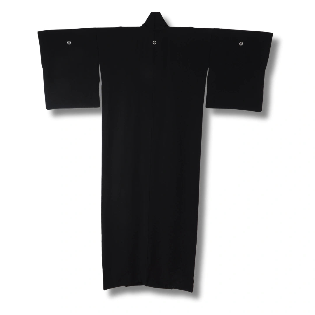 Vintage Damen Mofuku Kimono in Schwarz mit 5 Mon