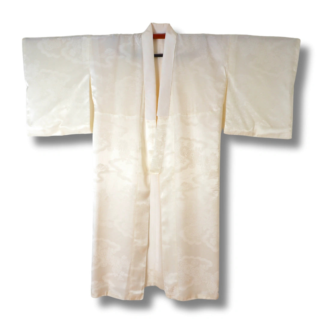 Vintage Damen Naga-Juban Elfenbein mit Blumen