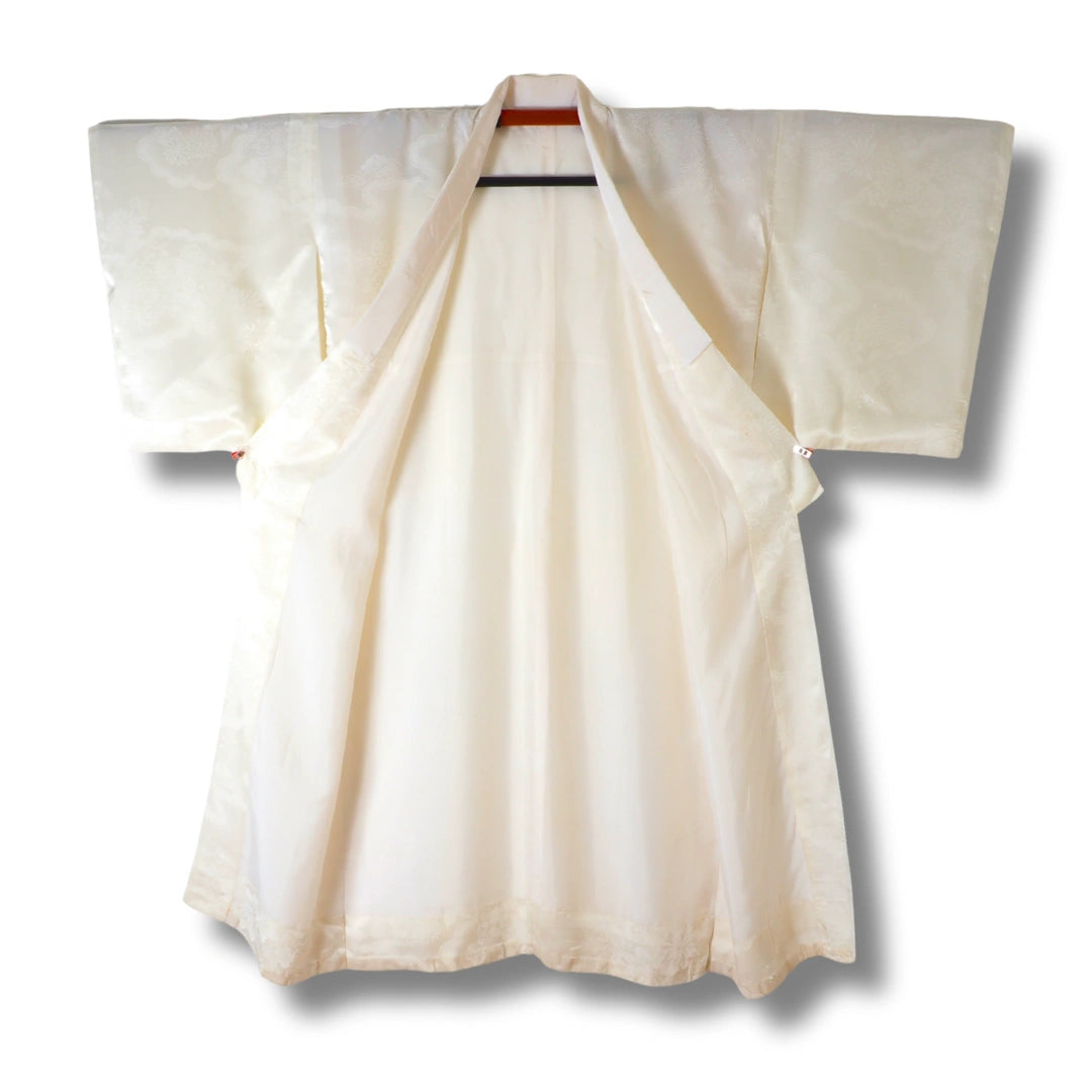 Vintage Damen Naga-Juban Elfenbein mit Blumen