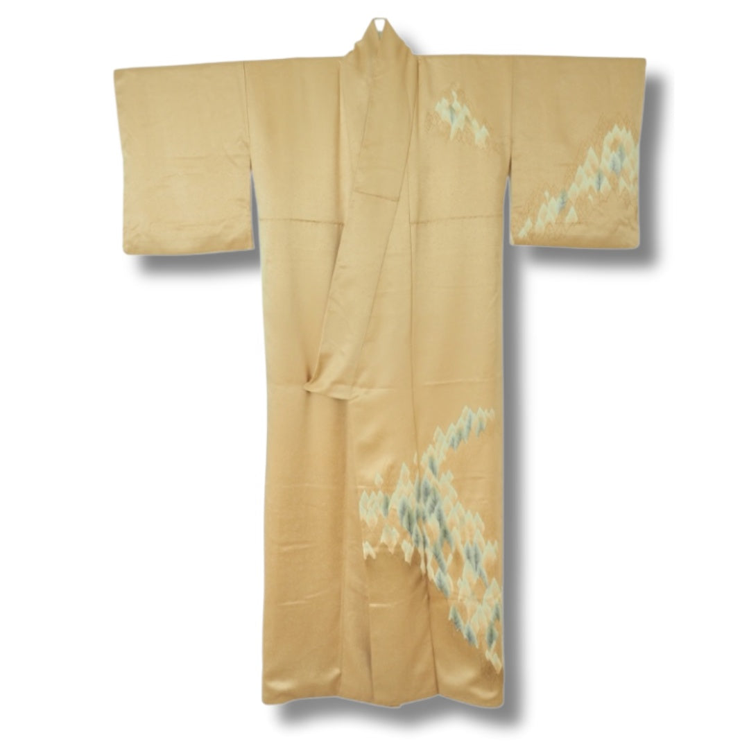 Vintage Damen Kimono gold Blätter