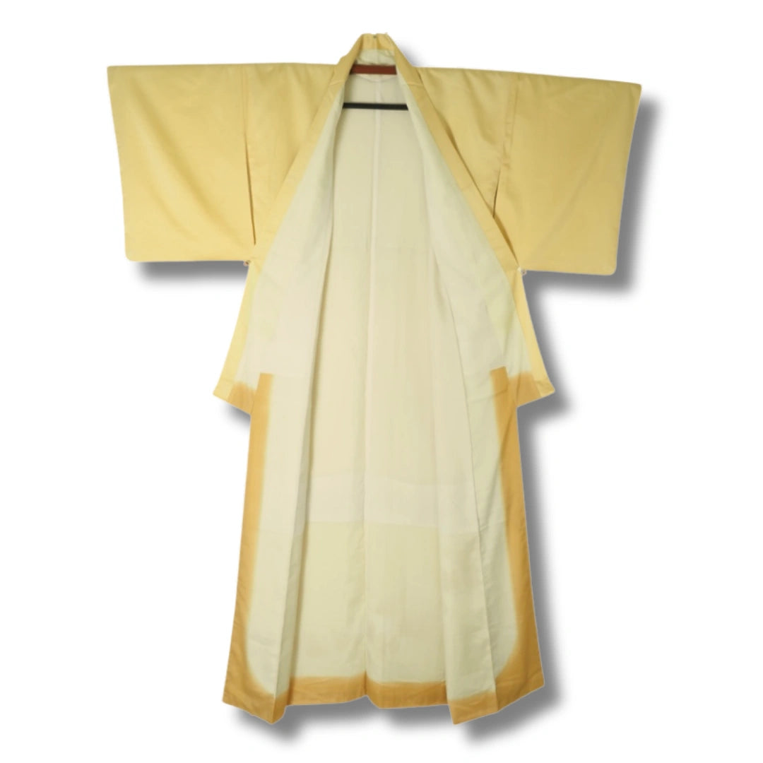 Vintage Tsukesage Kimono – gold-gelbe mit Baum-Motiven