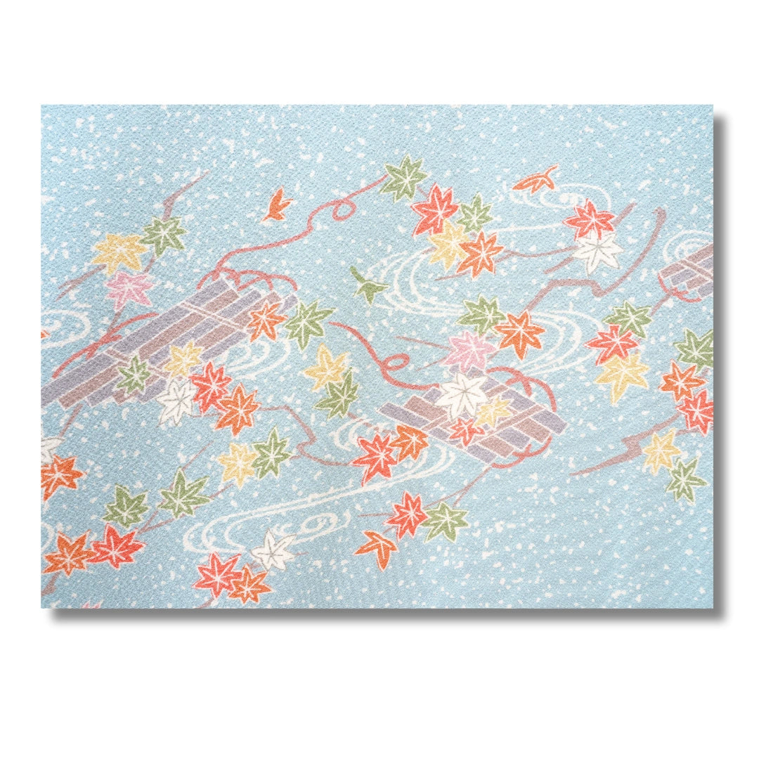 Vintage Damen Komon Kimono hellblau mit Blumen