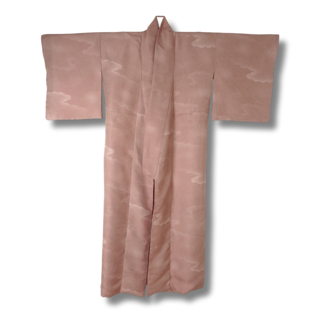 Vintage Damen Kimono hellbraun mit Wolkenmuster
