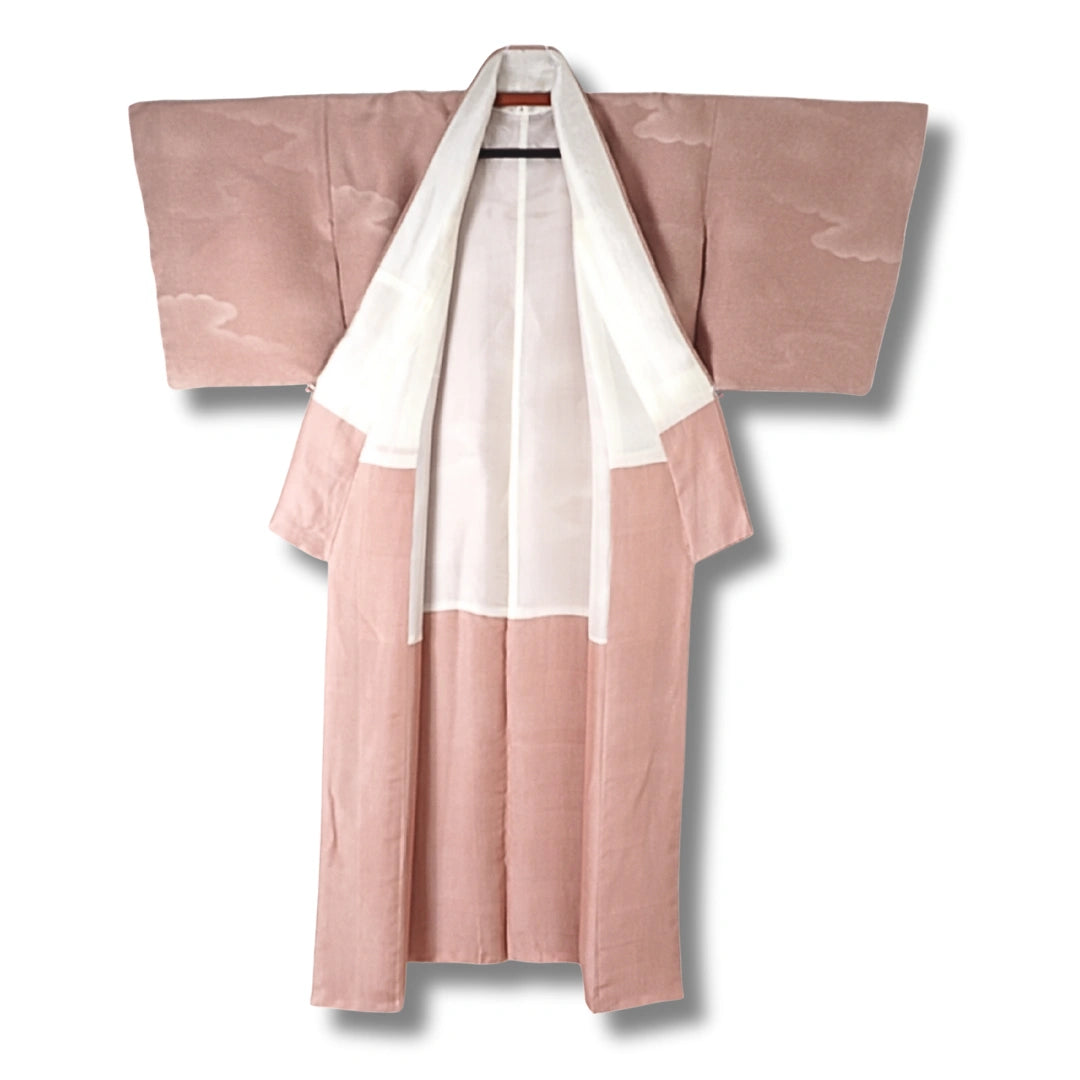 Vintage Damen Kimono hellbraun mit Wolkenmuster