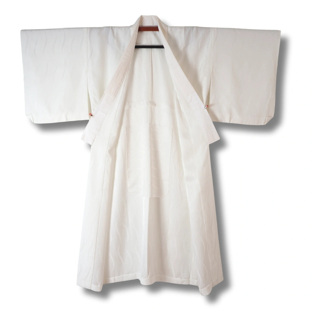 Vintage Damen-Juban Creme mit feinem Wellenmuster