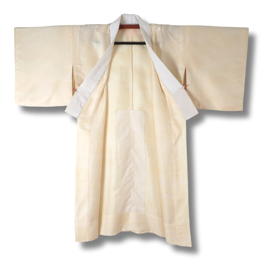 intage Naga-Juban Damen elfenbein – Kiku-Muster