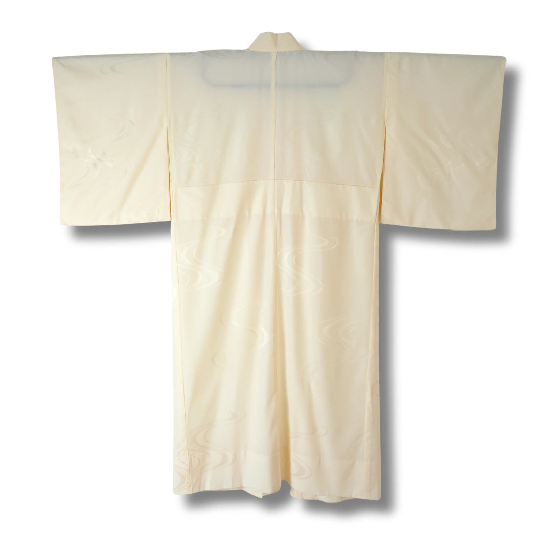 Vintage Damen Naga Juban creme mit Wellen-Jacquard