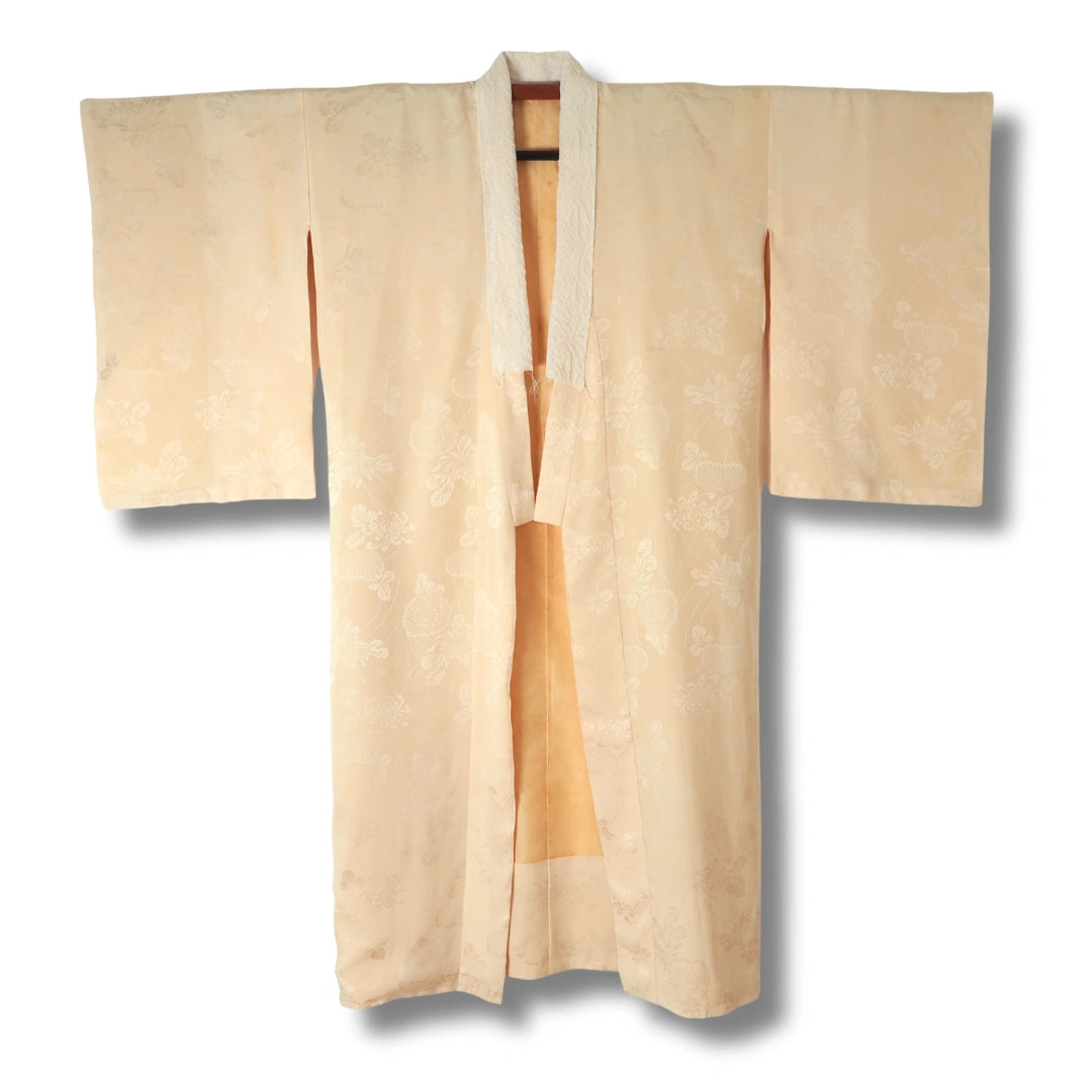 Vintage Damen-Juban in Hellgold mit Blumenmuster
