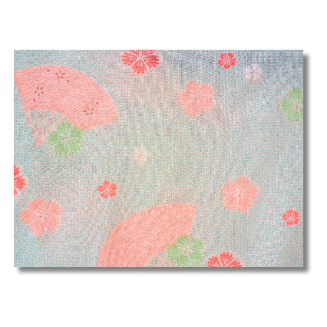 Vintage Damen Naga Juban hellgrün mit pinken Blumen