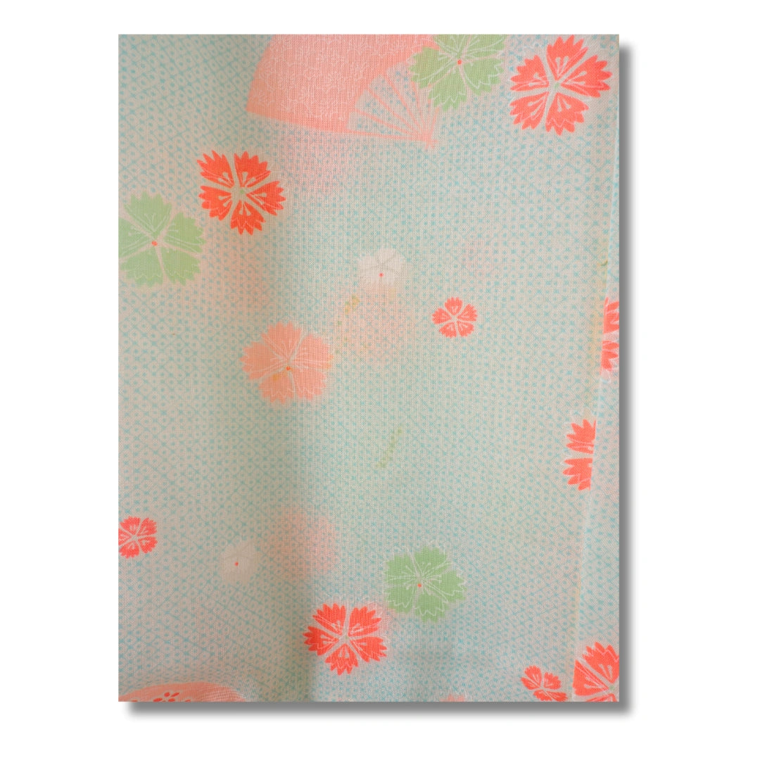 Vintage Damen Naga Juban hellgrün mit pinken Blumen