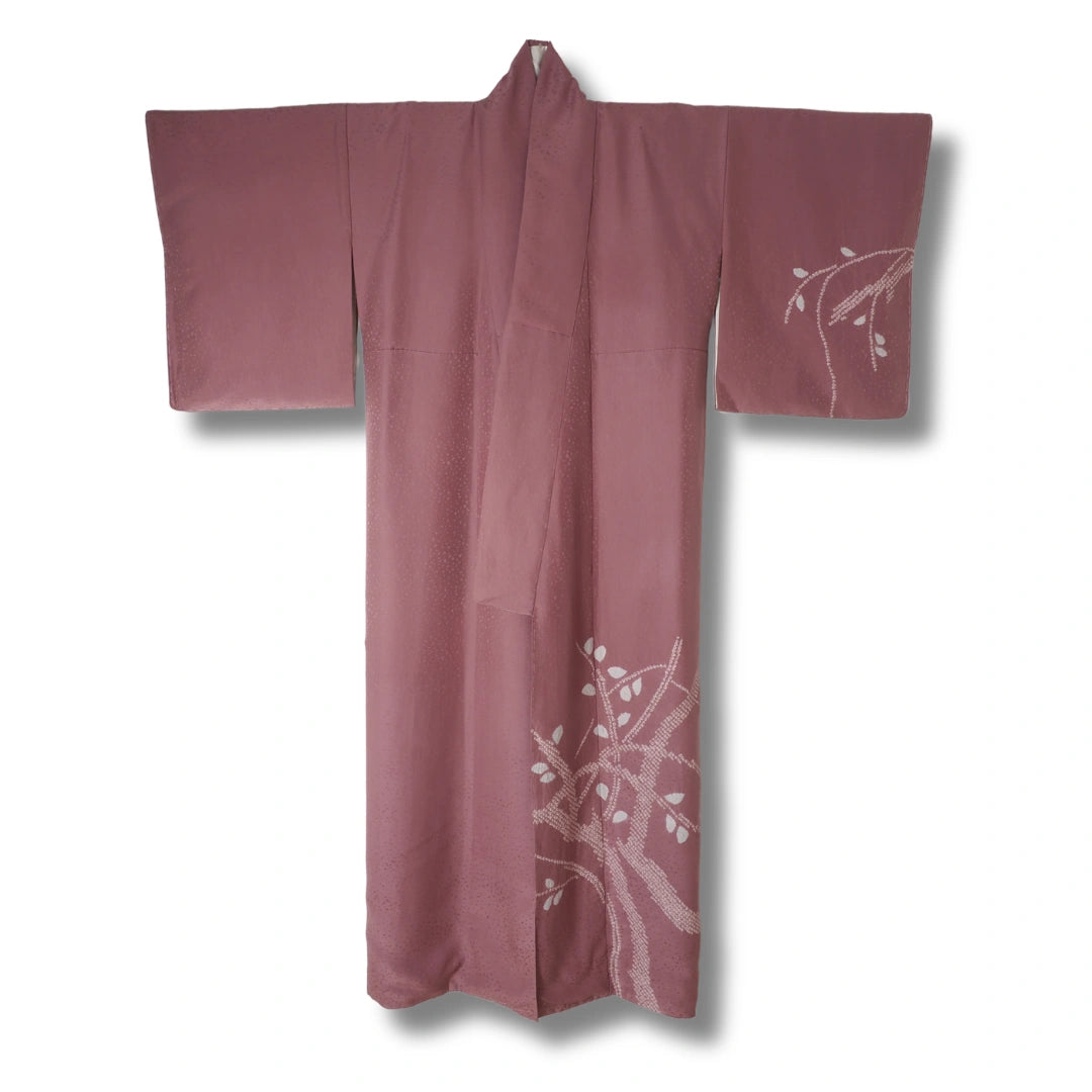 Vintage Homongi Kimono helllila mit Shibori Muster