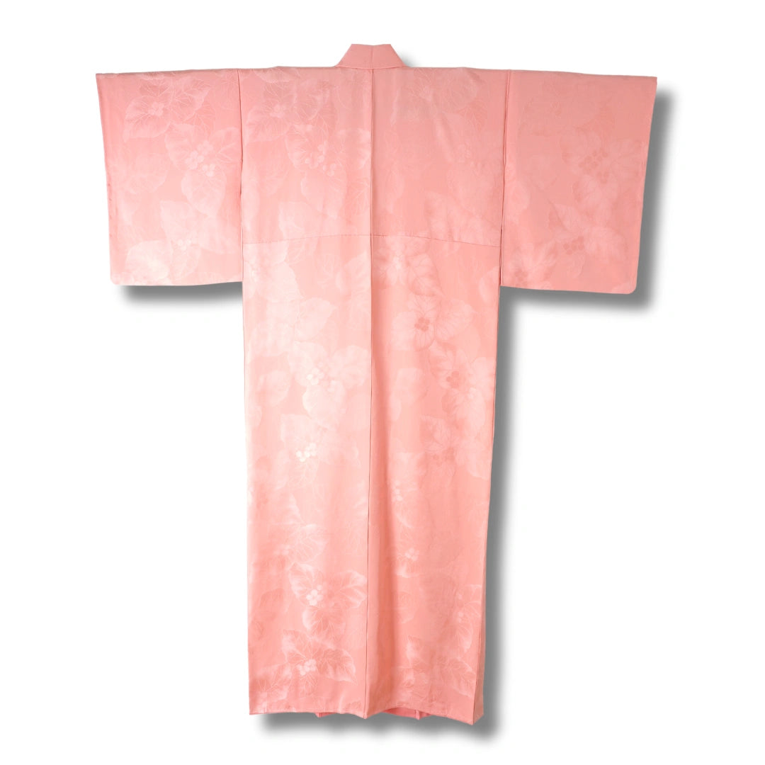 Vintage Iromuji Kimono in Hellrosa mit Blattmuster