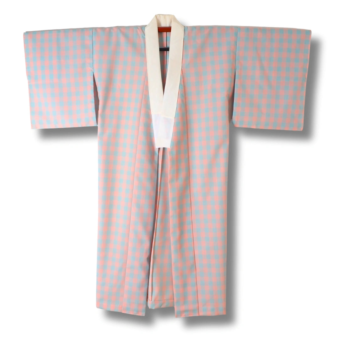 Vintage Daman Naga Juban kariert in Rosa & Mint