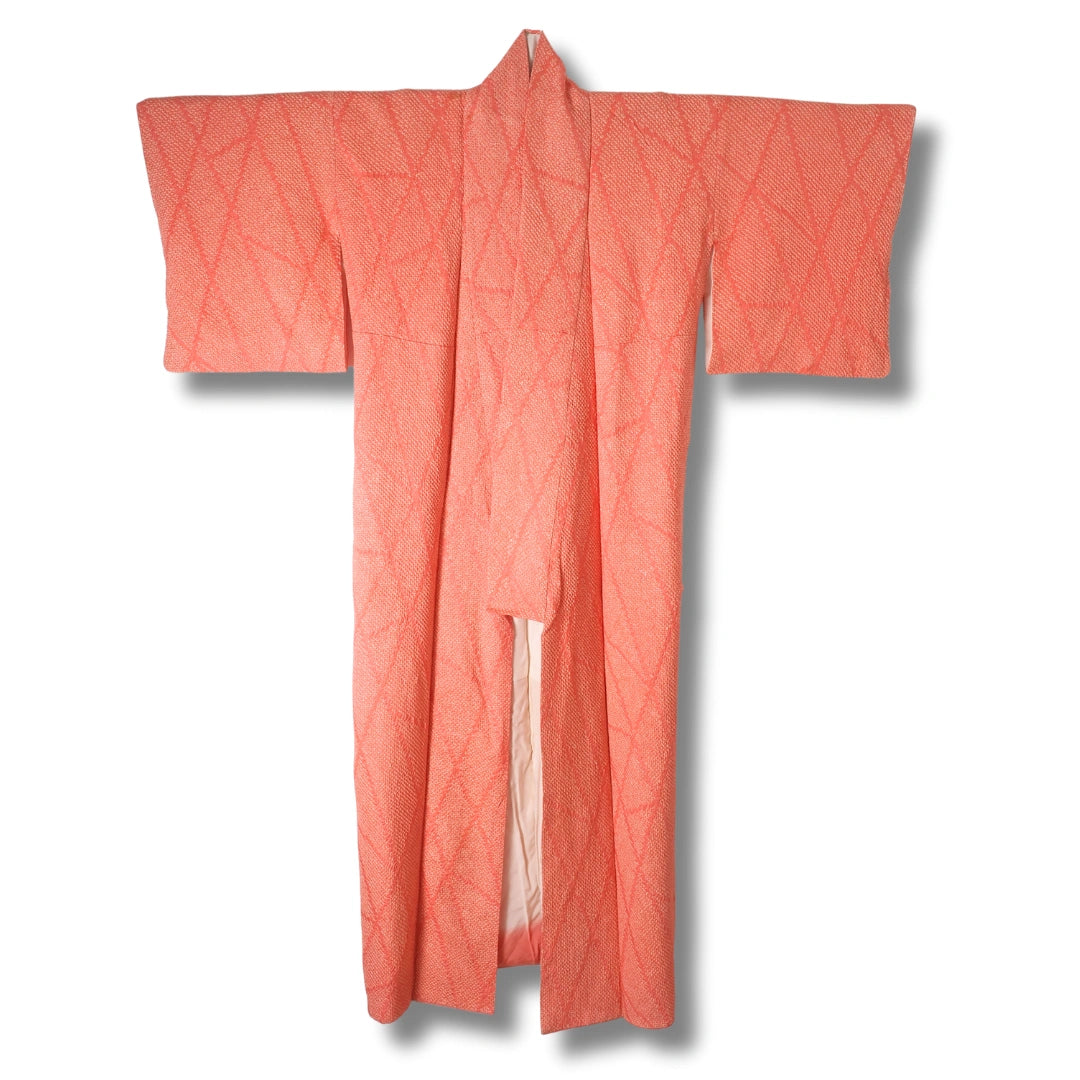 Vintage Damen Komon Kimono in Koralle 