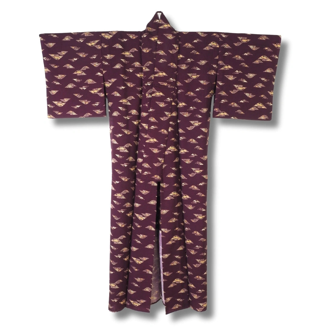 Vintage Damen Kimono Lila – Komon mit Blumenmuster