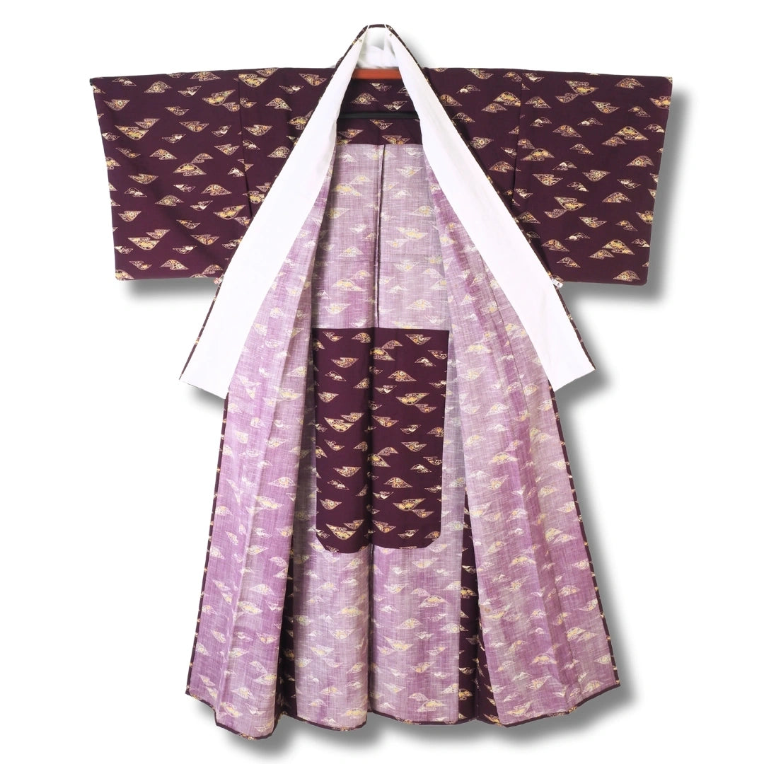 Vintage Damen Kimono Lila – Komon mit Blumenmuster