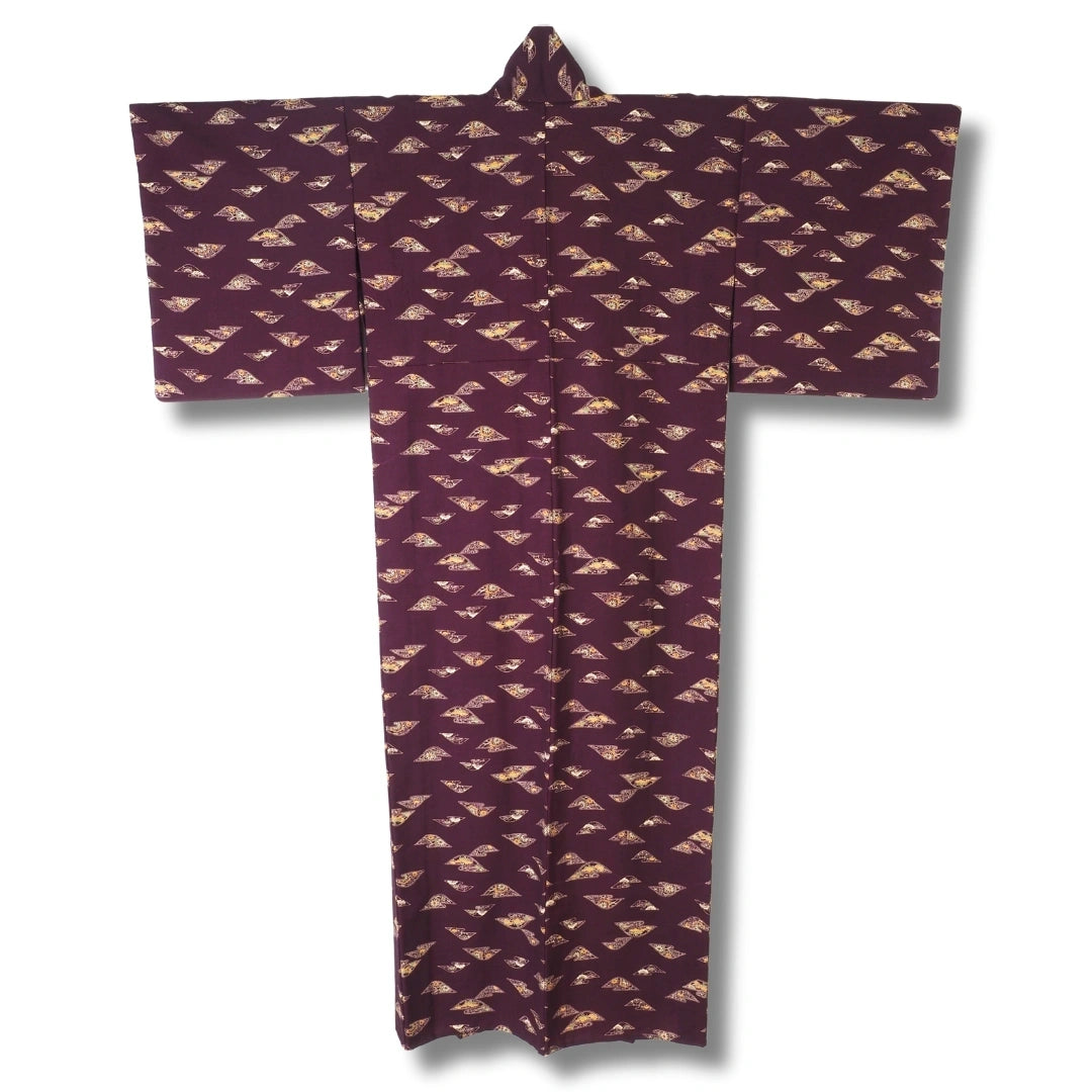 Vintage Damen Kimono Lila – Komon mit Blumenmuster
