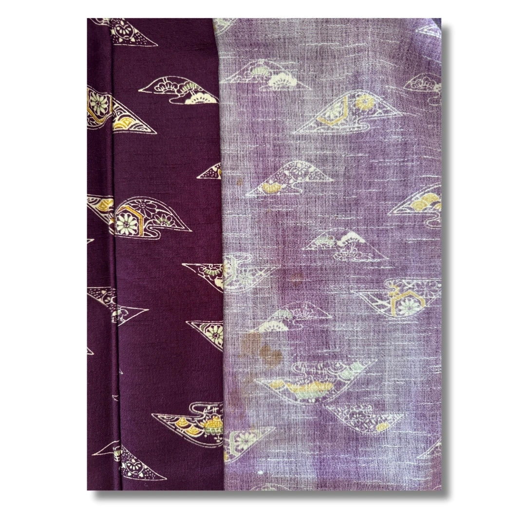 Vintage Damen Kimono Lila – Komon mit Blumenmuster