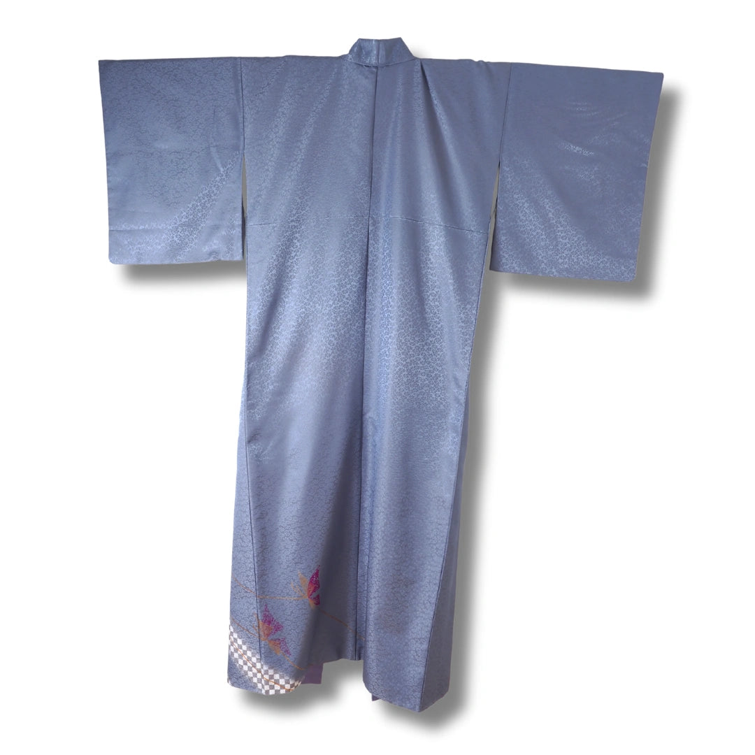 Vintage Damen Homongi Kimono lila mit Blumen
