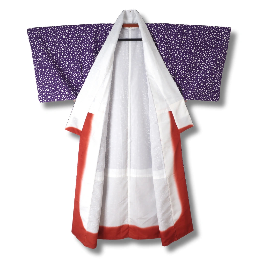 Vintage Damen Komon Kimono Violett mit Punkten