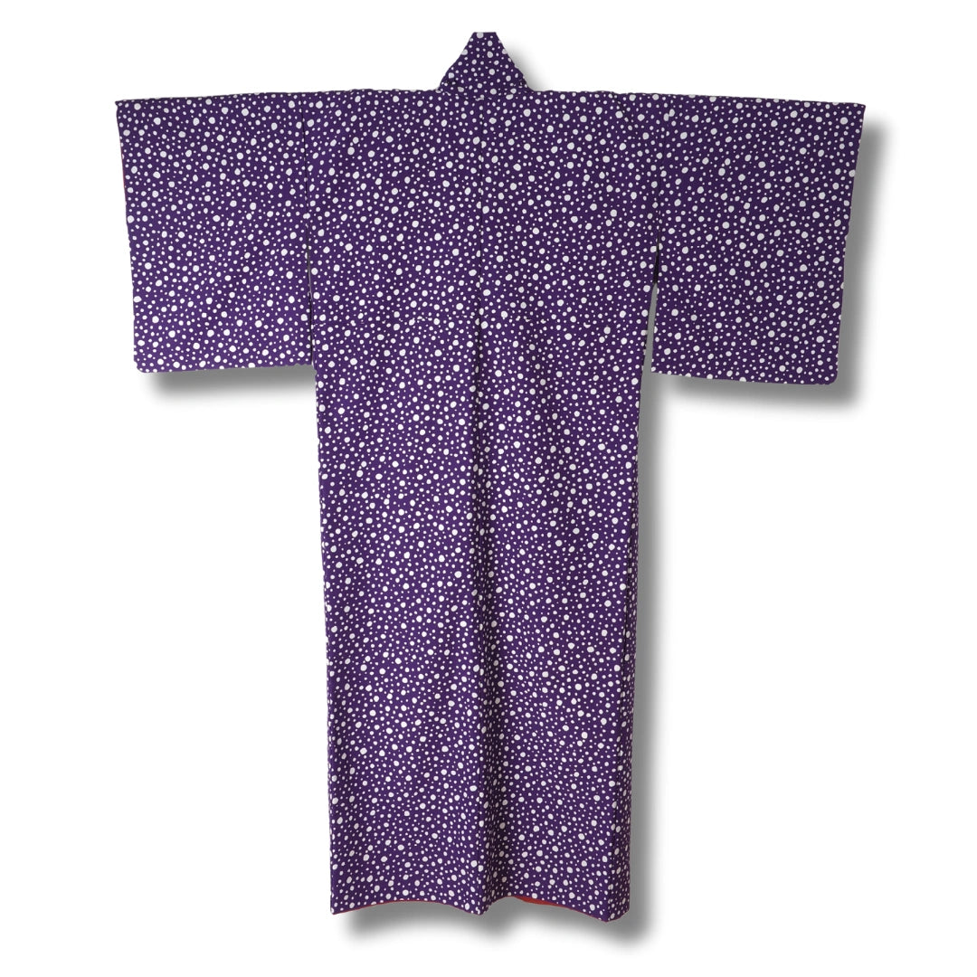 Vintage Damen Komon Kimono Violett mit Punkten