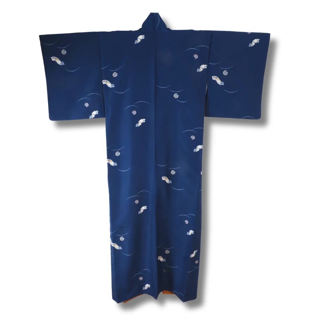 Vintage Komon Kimono marineblau Rückansicht