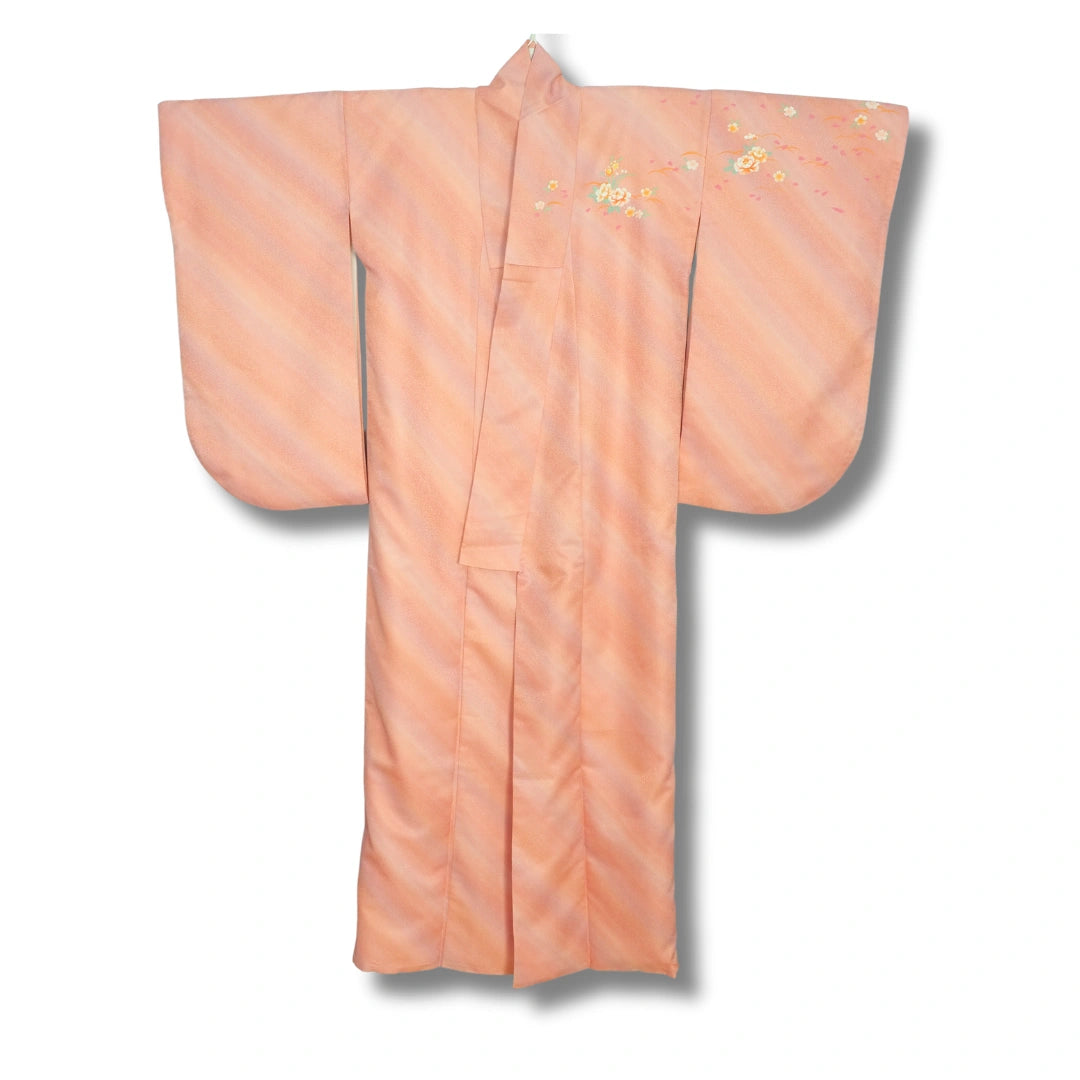 Vintage Damen Kimono mit Pfingstrosen und Kirschblüten Rosa #farbe_Rosa