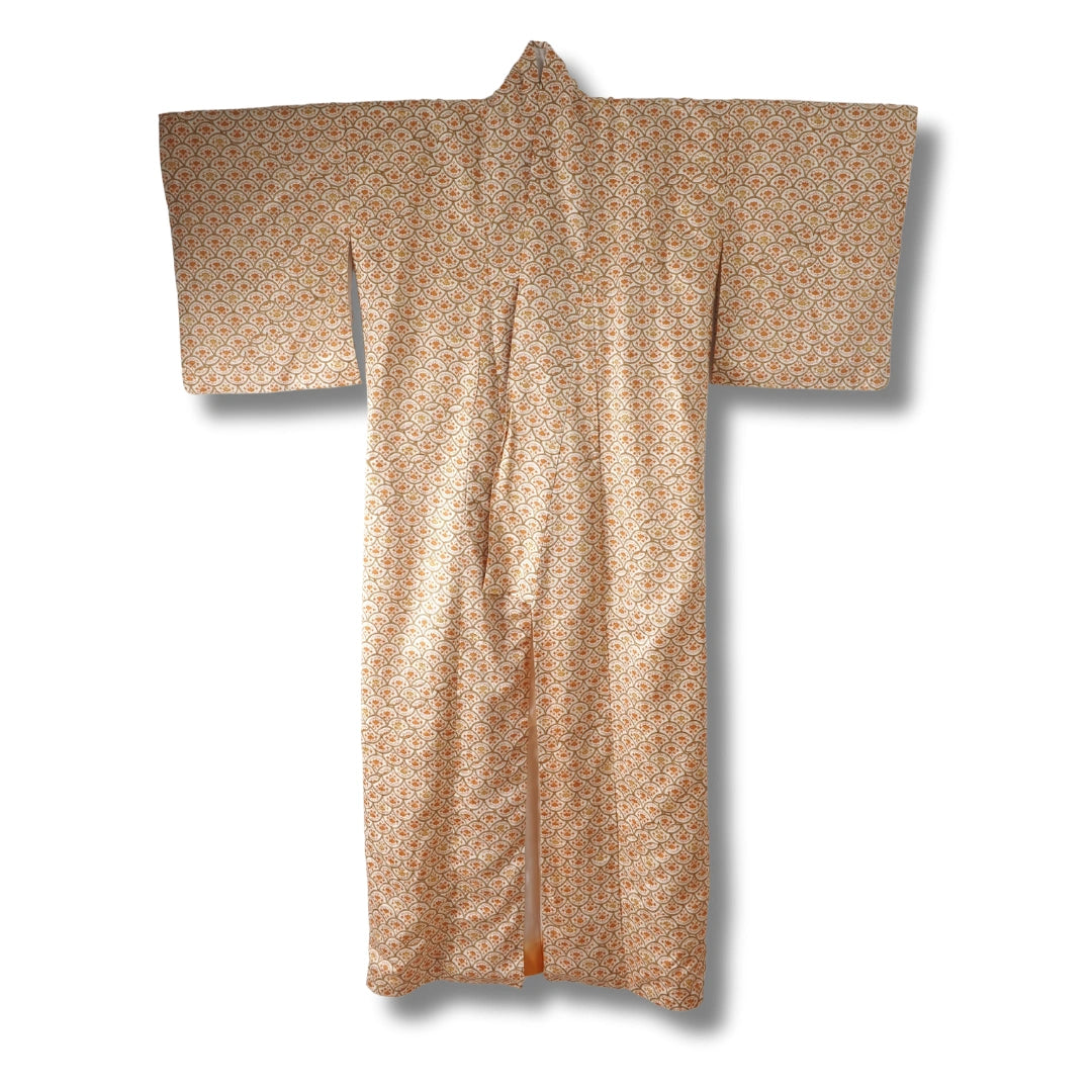 Vintage Damen Komon Kimono hellbraun