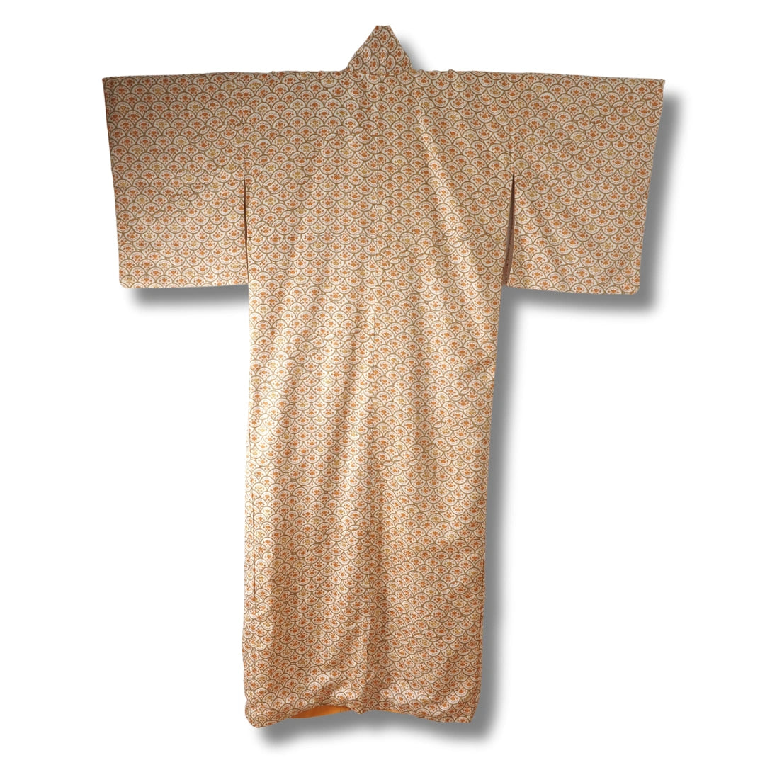 Vintage Damen Komon Kimono hellbraun