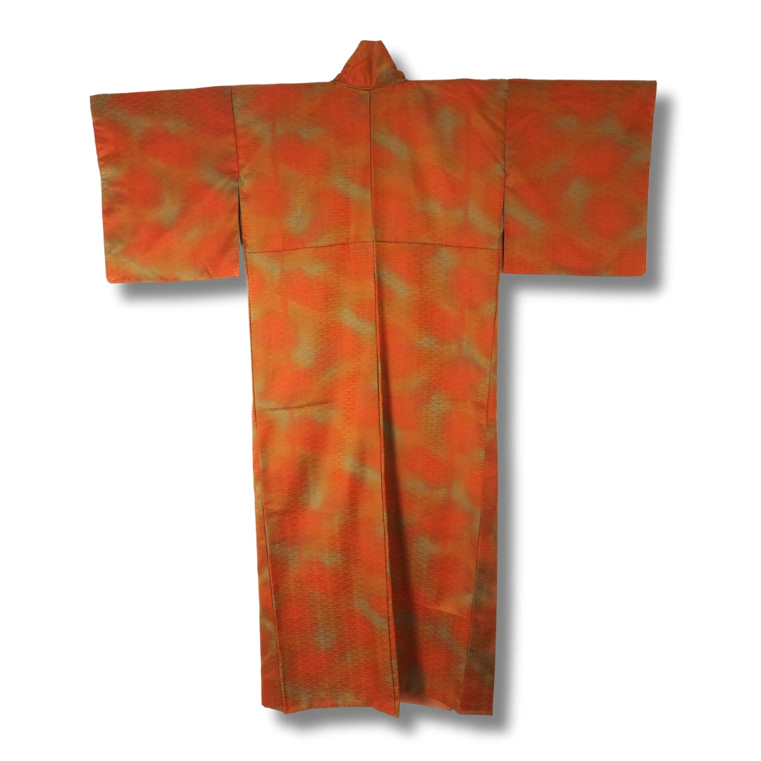 Vintage Damen Komon Kimono Orange mit Bogenmuster