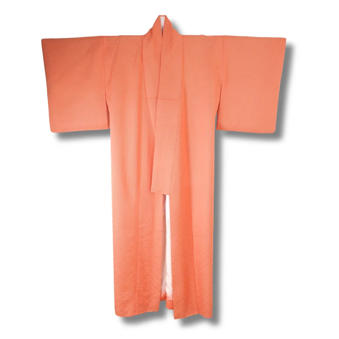 Vintage Edo Komon Kimono orange Vorderansicht mit feinem Muster