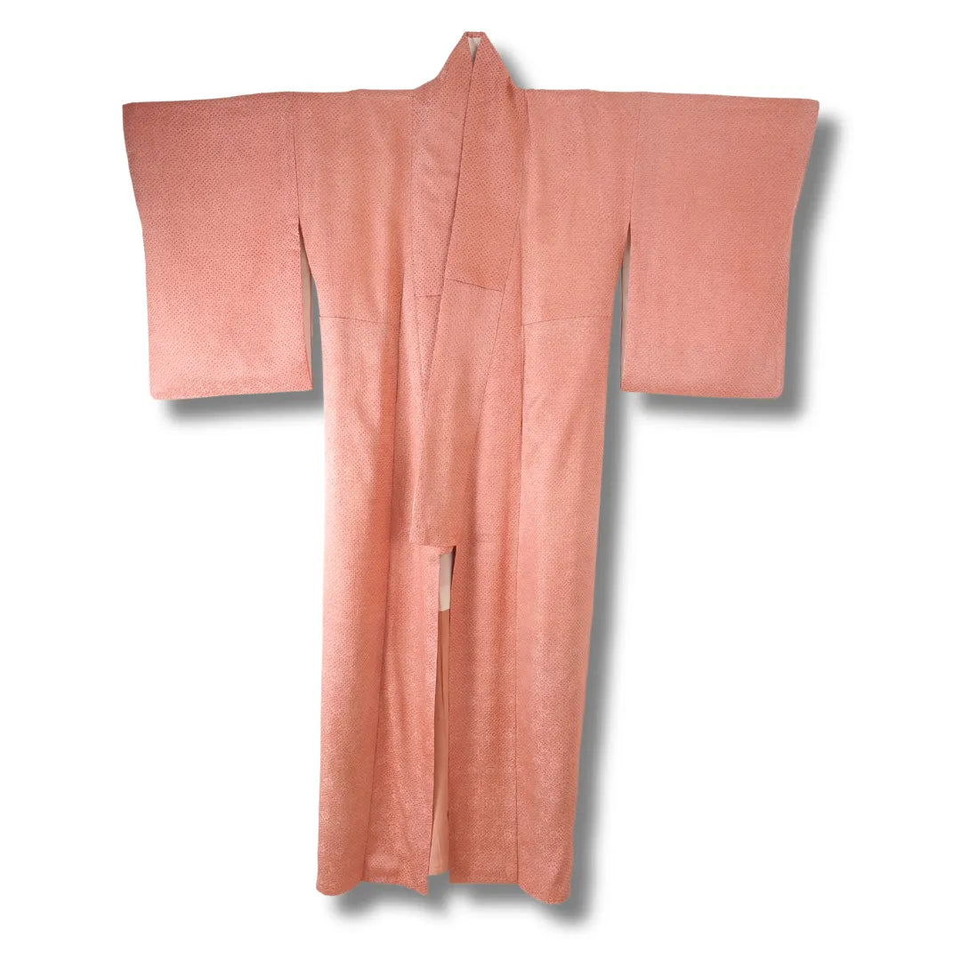 Vintage Shibori Kimono pfirsichfarben Gesamtansicht vorne
