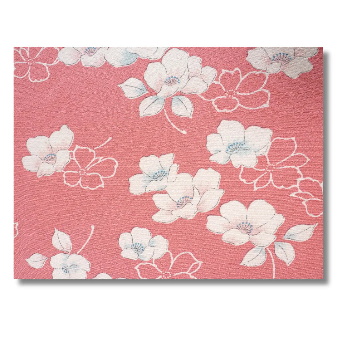 Detailaufnahme Blütenmotiv japanischer Kimono