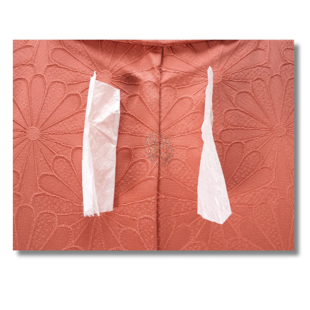 Vintage Damen Kimono pfirsichbraun mit Chrysanthemen
