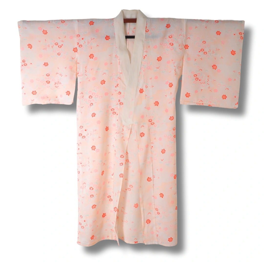 Vintage Damen Naga Juban – Pink & Weiß mit Blumen