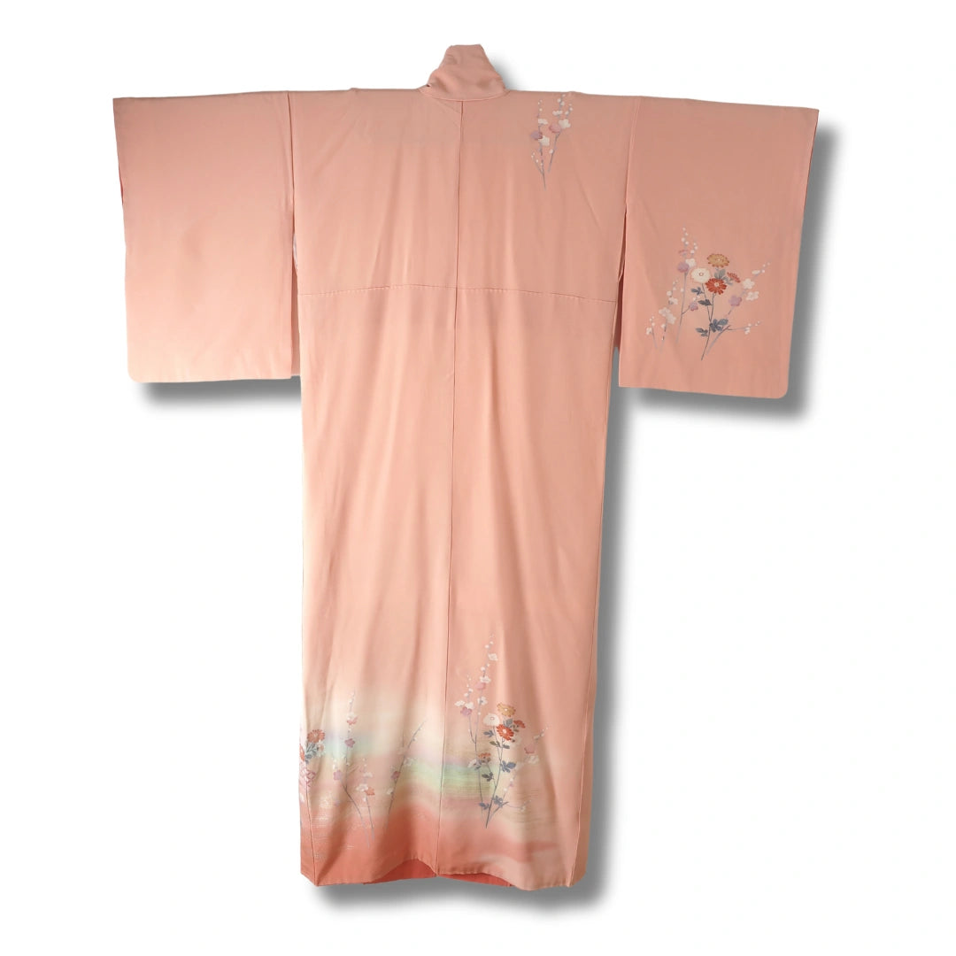 Vintage Damen Homongi Kimono rosa mit Blumen