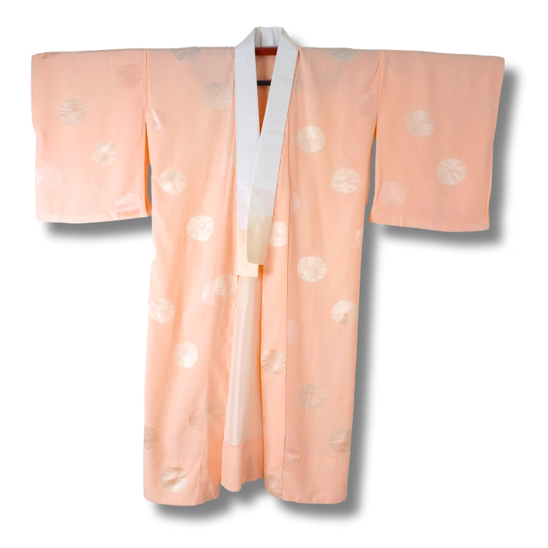Vintage Damen Naga-Juban rosé mit großen weißen Blumen