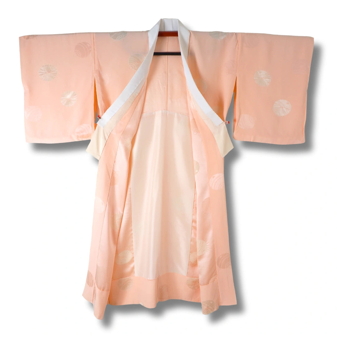 Vintage Damen Naga-Juban rosé mit großen weißen Blumen
