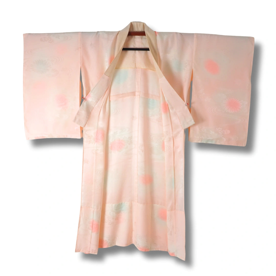 Vintage Damen Naga Juban rosa mit Pastell-Blüten