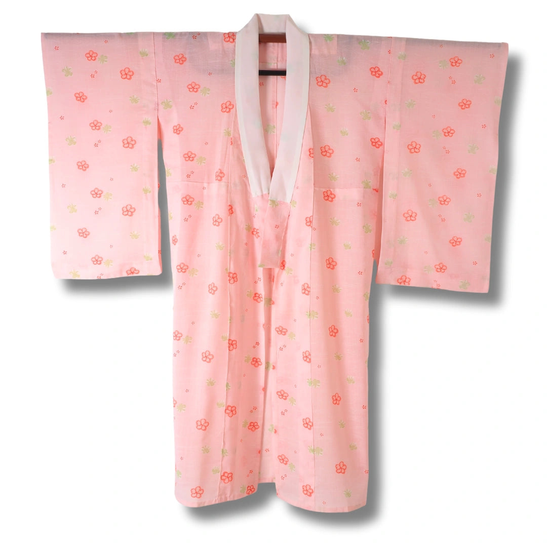 Vintage Damen Naga-Juban Rosa mit rosa und grünen Blumen