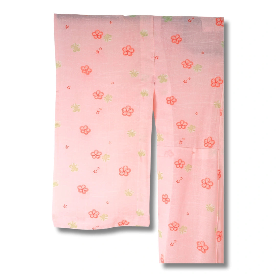 Vintage Damen Naga-Juban Rosa mit rosa und grünen Blumen