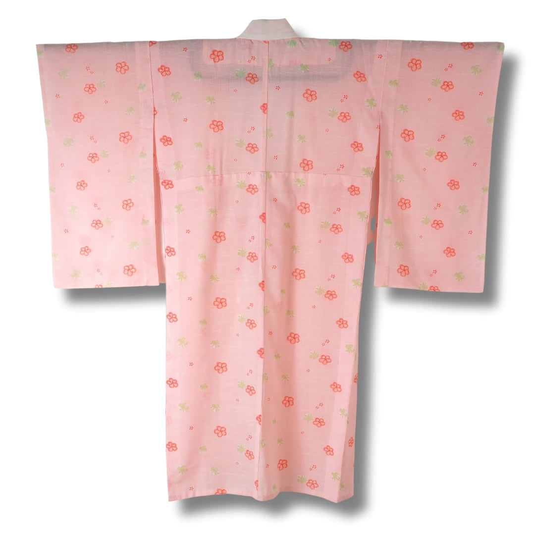 Vintage Damen Naga-Juban Rosa mit rosa und grünen Blumen