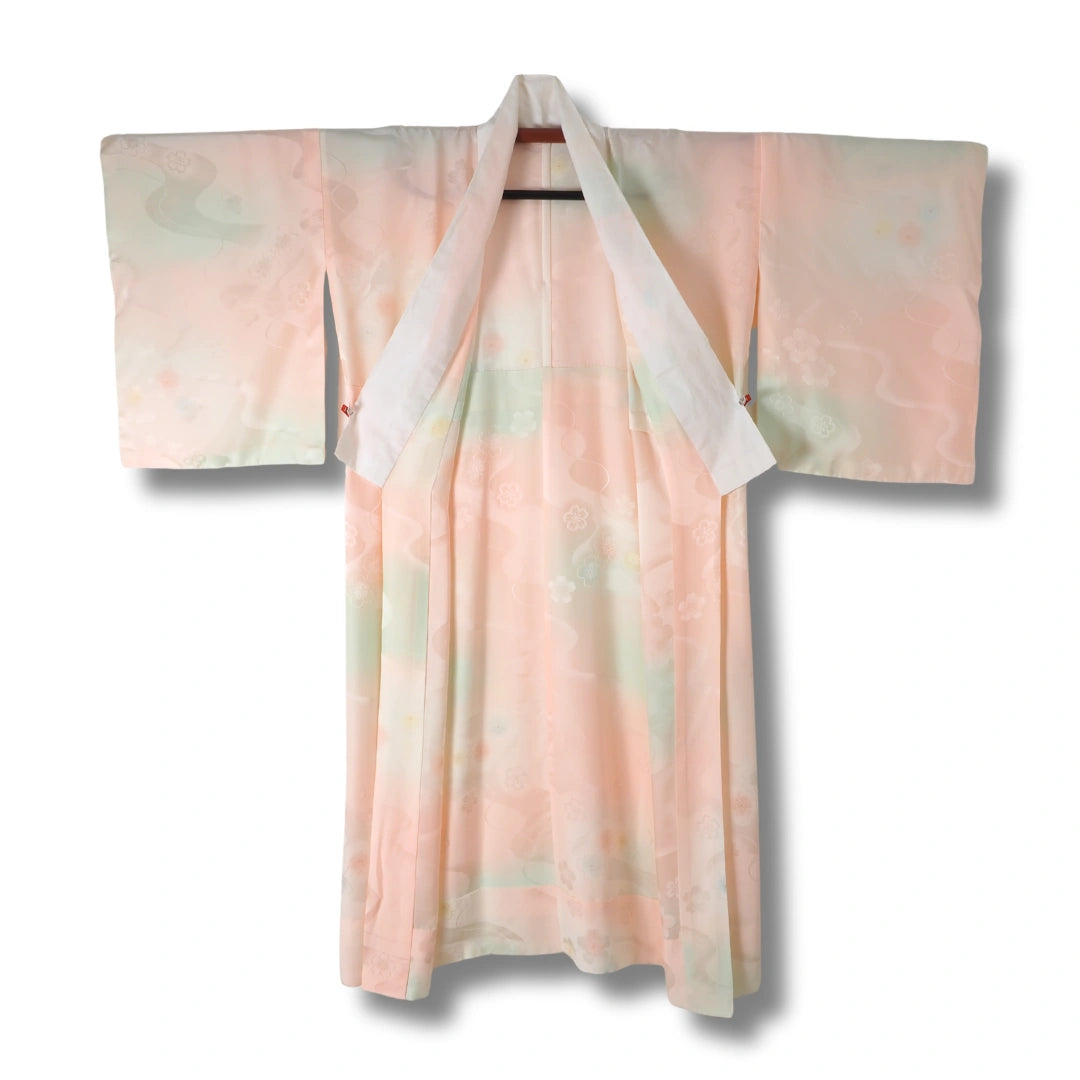 Vintage Damen-Juban Rosa-Weiß mit Blumenmuster