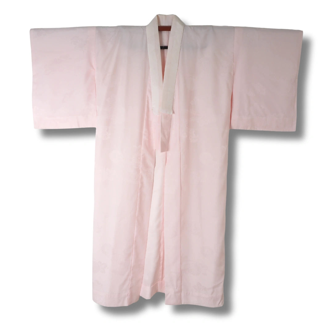 Vintage Damen Juban – Rosa & Weiß mit Streifen und Blumen